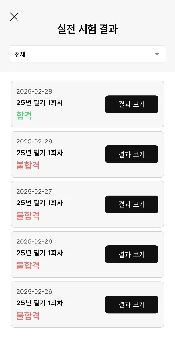 랜덤 모의고사 총 5세트 풀었어요. 2월 28일(시험당일)에 푼 첫번째 기출은 자기 전 새벽에 풀고 잤어요..!
